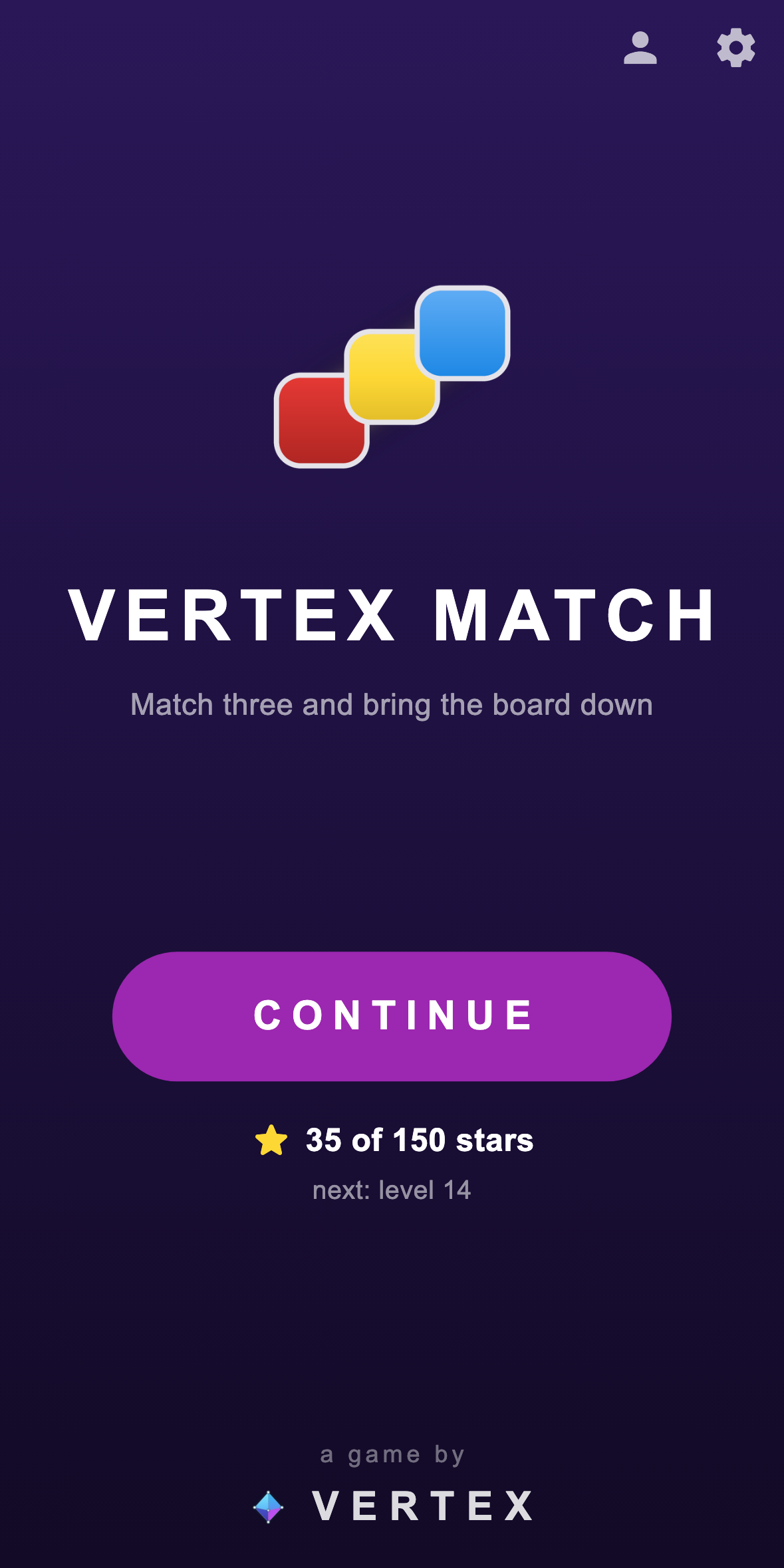 Vertex Match opening screen